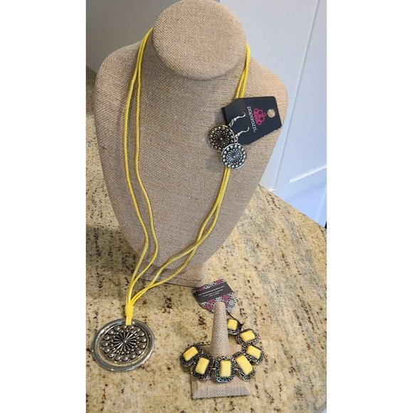 Paparazzi Lot of 3 Yellow Silver Tone Southwest Vibe. Necklace Earrings Bracelet - Picture 1 of 7